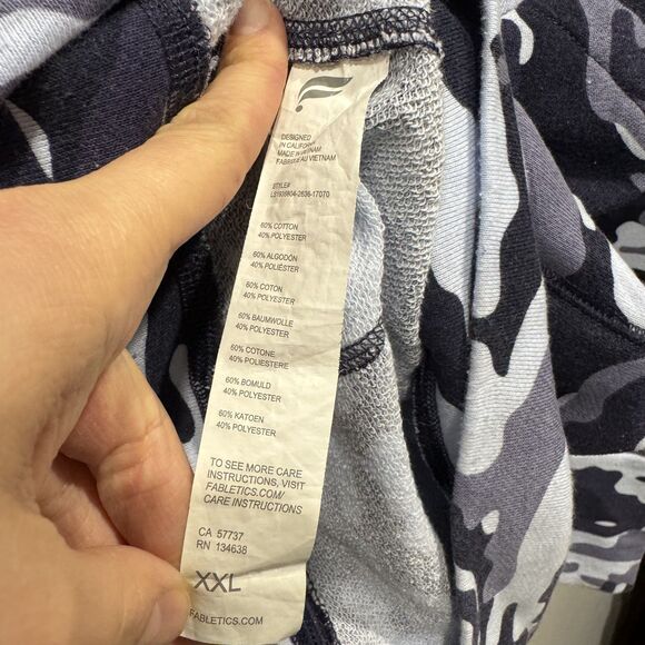 Fabletics Jacket Leah Oversized Camo Hoodie Cinch Waist Blue Women sz XXL - Picture 4 of 9